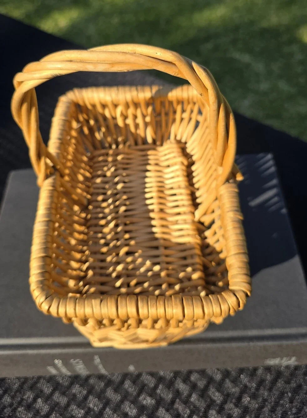 Small Woven Wicker Basket with Twisted Handle